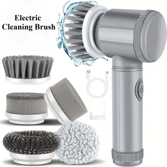 Electric Spin Scrubber — Cordless Cleaning Brush with 5 Brush Heads