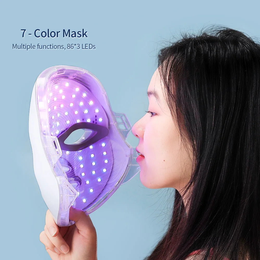 LED Face Mask with Neck Piece — 7 Colors Light Therapy for Skin Tightening & Anti-Aging
