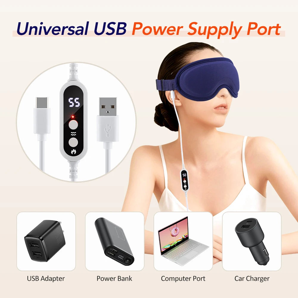 Eye Massager Mask — Heated USB Electric with Vibration