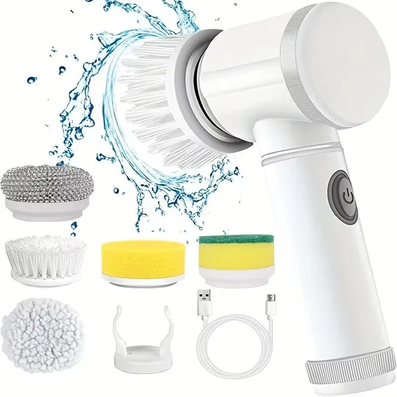 Electric Spin Scrubber — Cordless Cleaning Brush with 5 Brush Heads