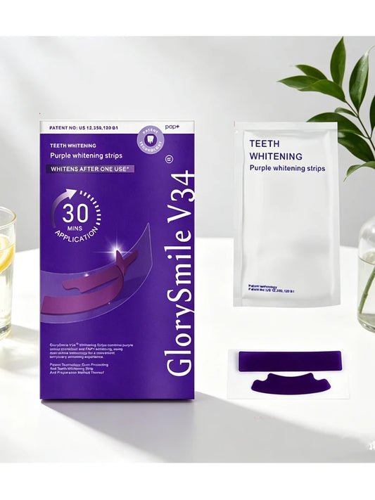 V34 Purple Teeth Whitening Strips — Whiter Teeth in 7 Days