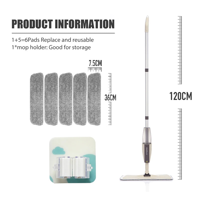 Spray Mop — Microfiber Floor Cleaner with Refillable Bottle