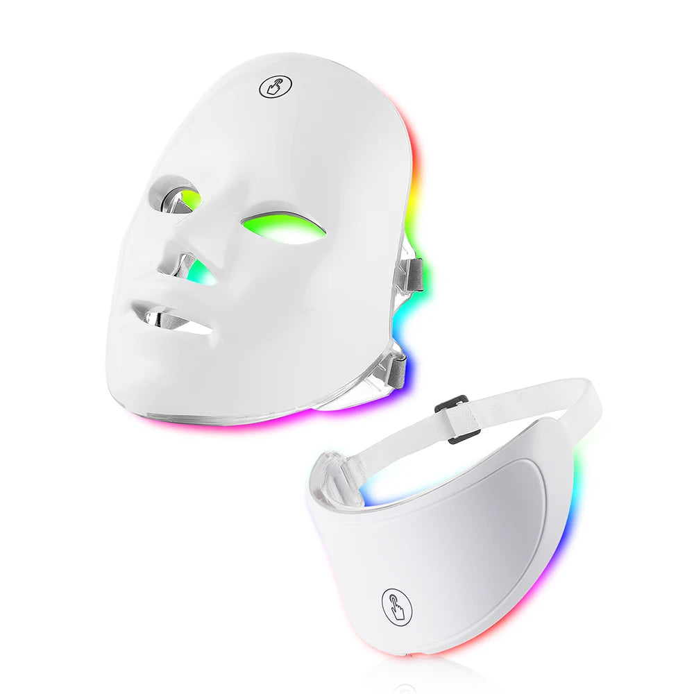 LED Face Mask with Neck Piece — 7 Colors Light Therapy for Skin Tightening & Anti-Aging