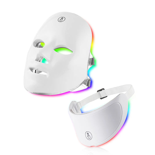 LED Face Mask with Neck Piece — 7 Colors Light Therapy for Skin Tightening & Anti-Aging