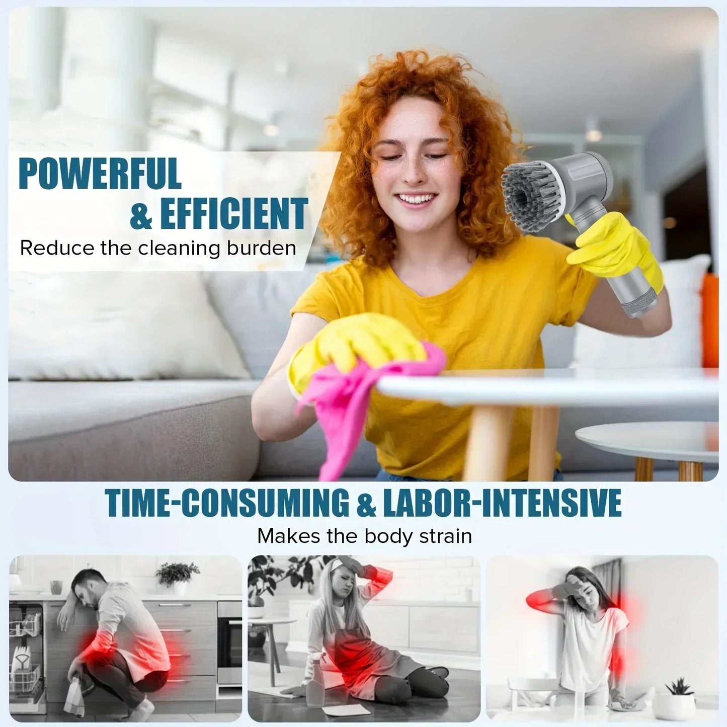 Electric Spin Scrubber — Cordless Cleaning Brush with 5 Brush Heads