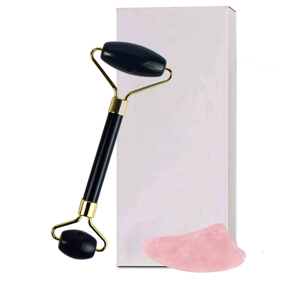Jade Roller & Gua Sha Set — Natural Quartz Face Massager for Skin Care