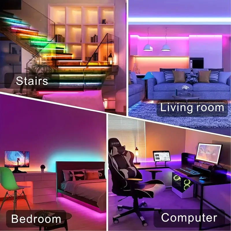 RGB LED Strip Lights — Music Sync, APP & Remote Control, Up to 40M