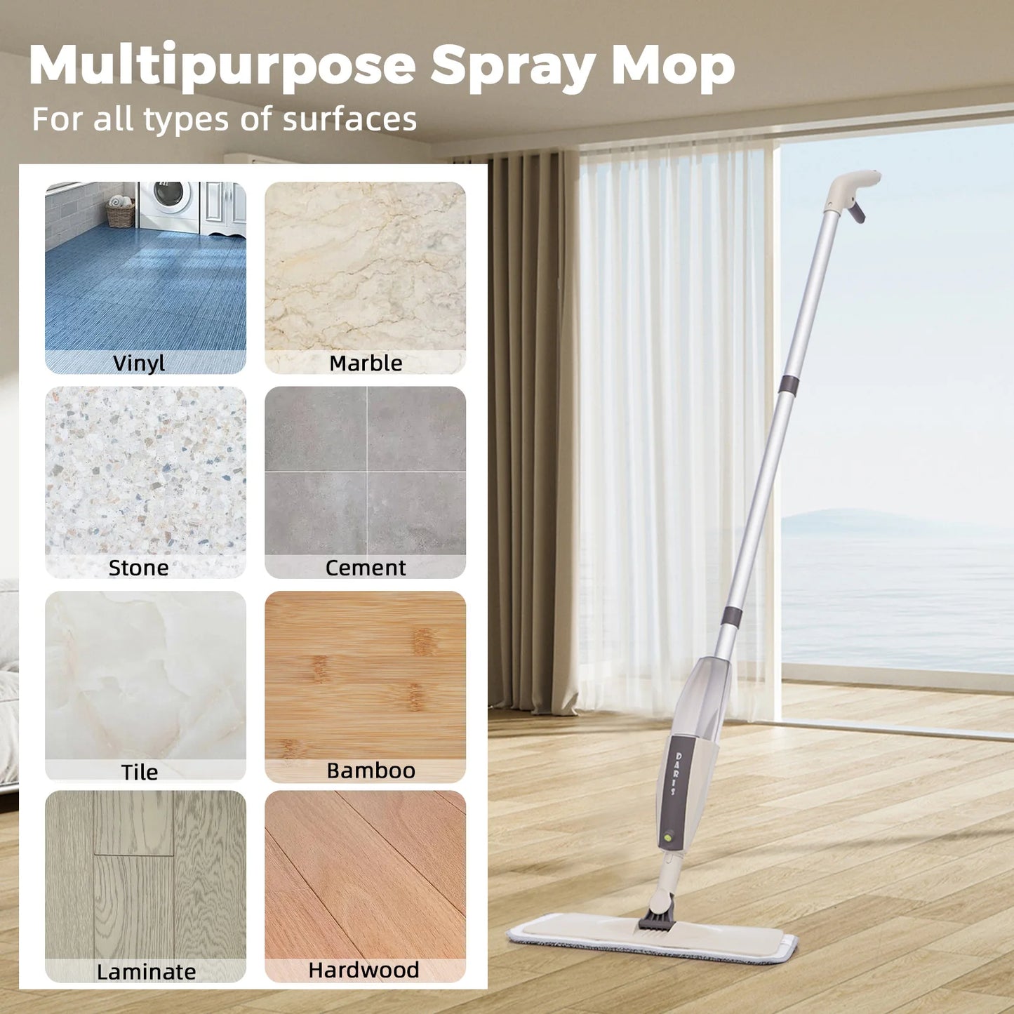 Spray Mop — Microfiber Floor Cleaner with Refillable Bottle