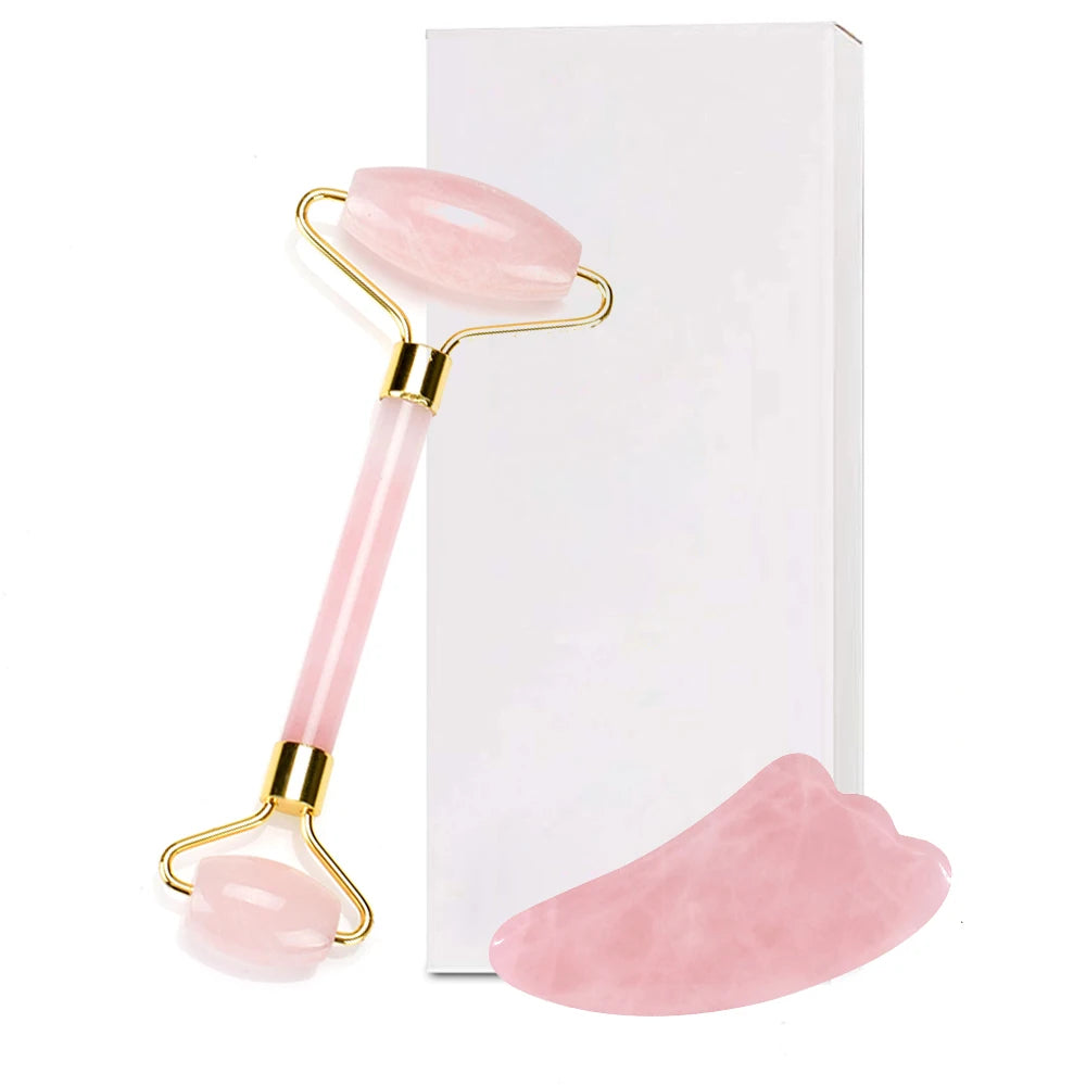 Jade Roller & Gua Sha Set — Natural Quartz Face Massager for Skin Care