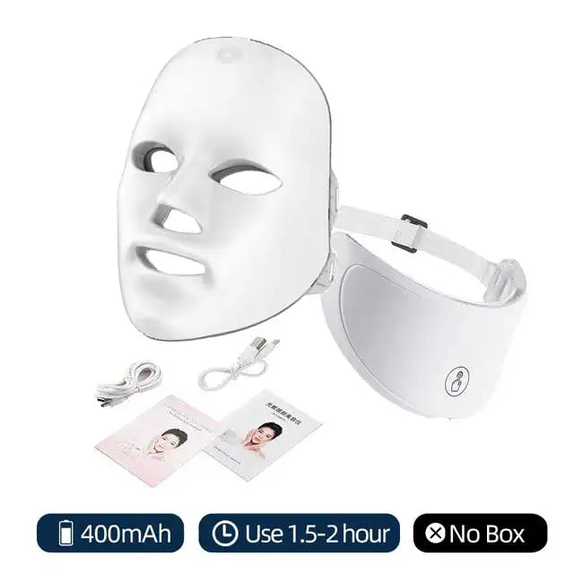 LED Face Mask with Neck Piece — 7 Colors Light Therapy for Skin Tightening & Anti-Aging