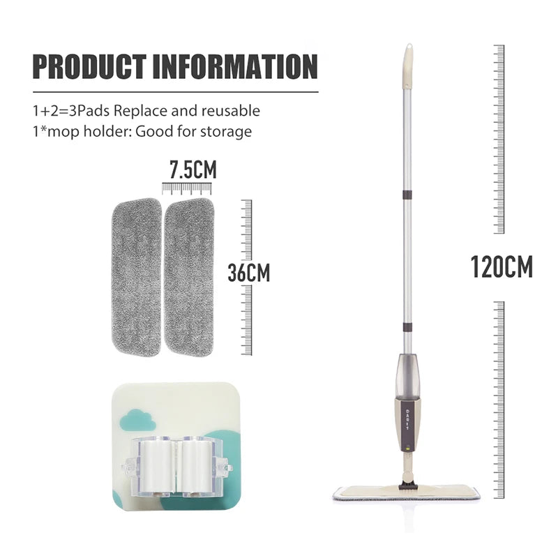 Spray Mop — Microfiber Floor Cleaner with Refillable Bottle
