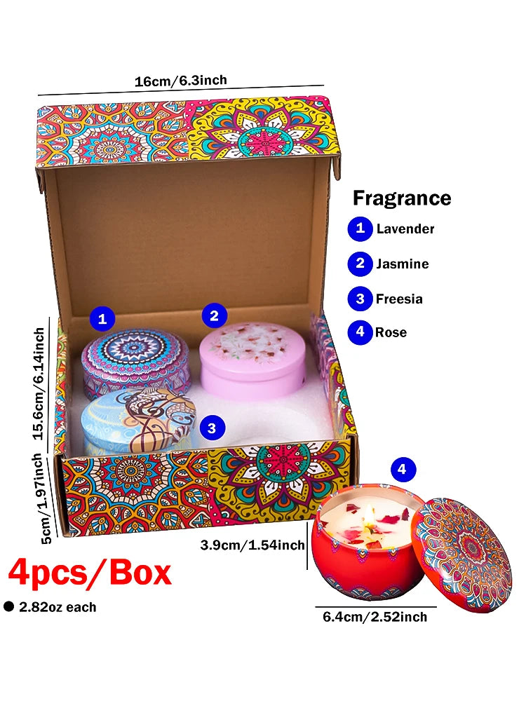 Scented Candle Set — 4 Pcs Aromatherapy Fragrance Candles Gift Box