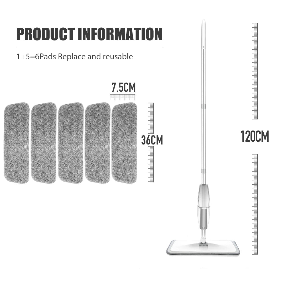 Spray Mop — Microfiber Floor Cleaner with Refillable Bottle
