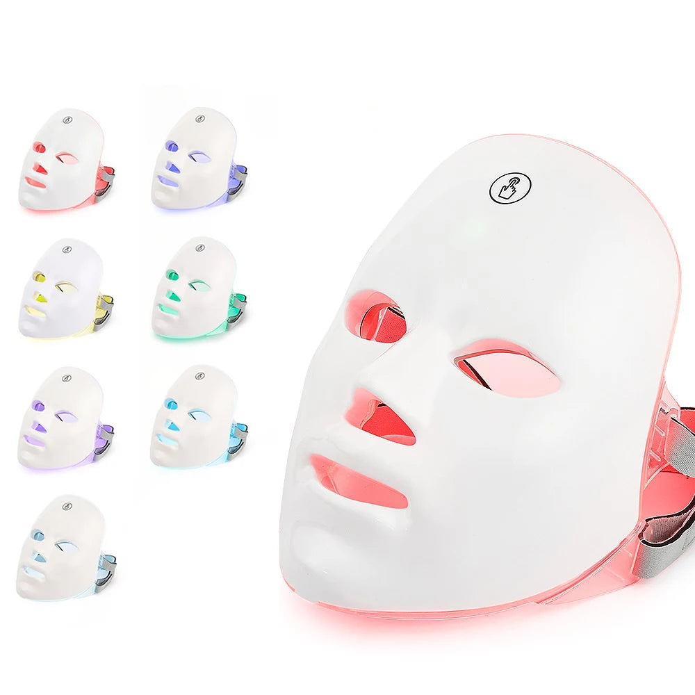 LED Face Mask with Neck Piece — 7 Colors Light Therapy for Skin Tightening & Anti-Aging