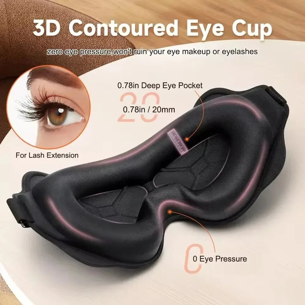 3D Sleep Eye Mask — Contoured Blackout Mask for Deep Sleep & Travel