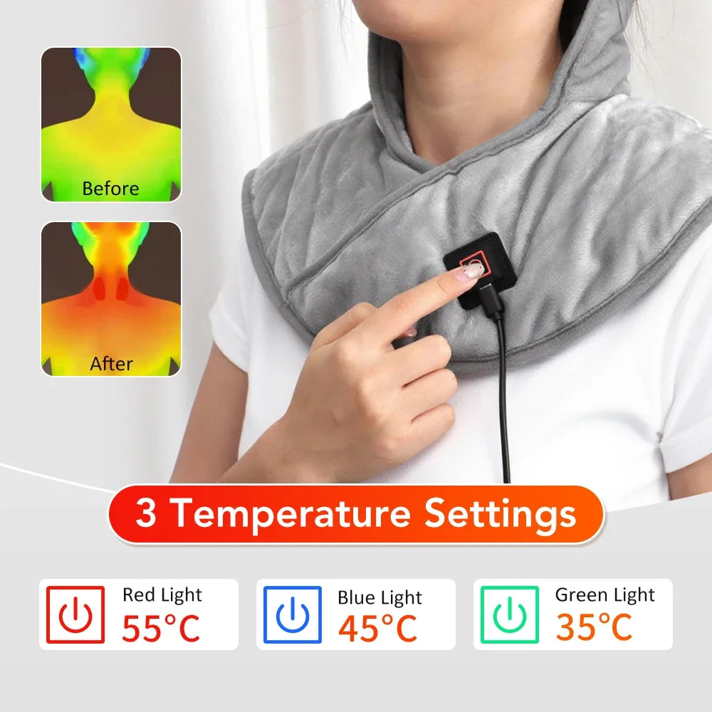 Electric Heating Neck, Shoulder & Back Pad — Thermal Compress for Pain Relief