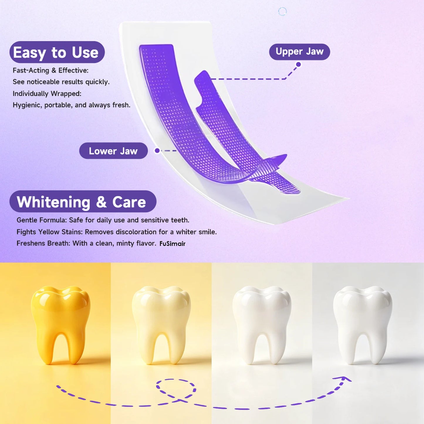 V34 Purple Teeth Whitening Strips — Whiter Teeth in 7 Days