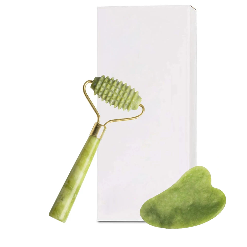 Jade Roller & Gua Sha Set — Natural Quartz Face Massager for Skin Care