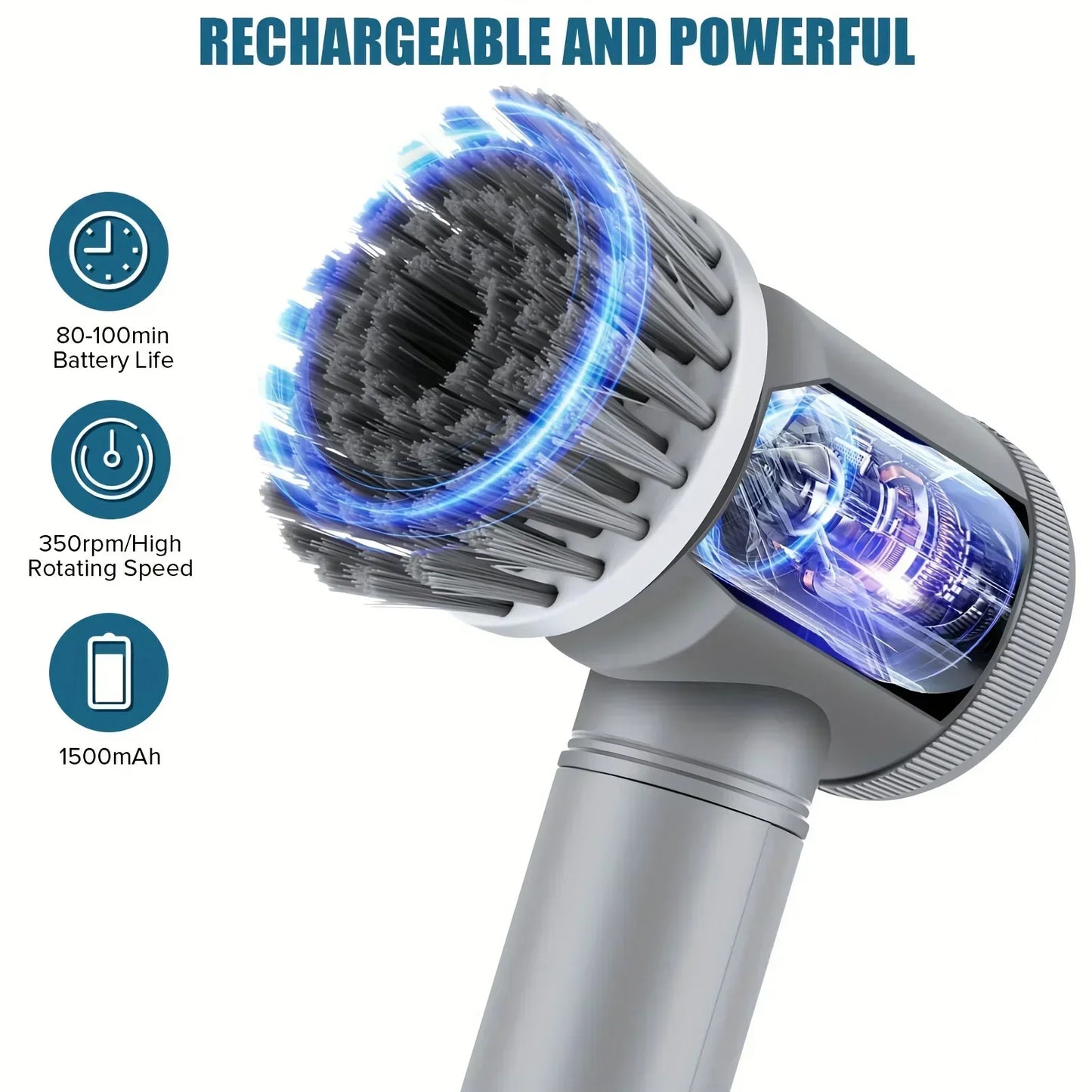 Electric Spin Scrubber — Cordless Cleaning Brush with 5 Brush Heads