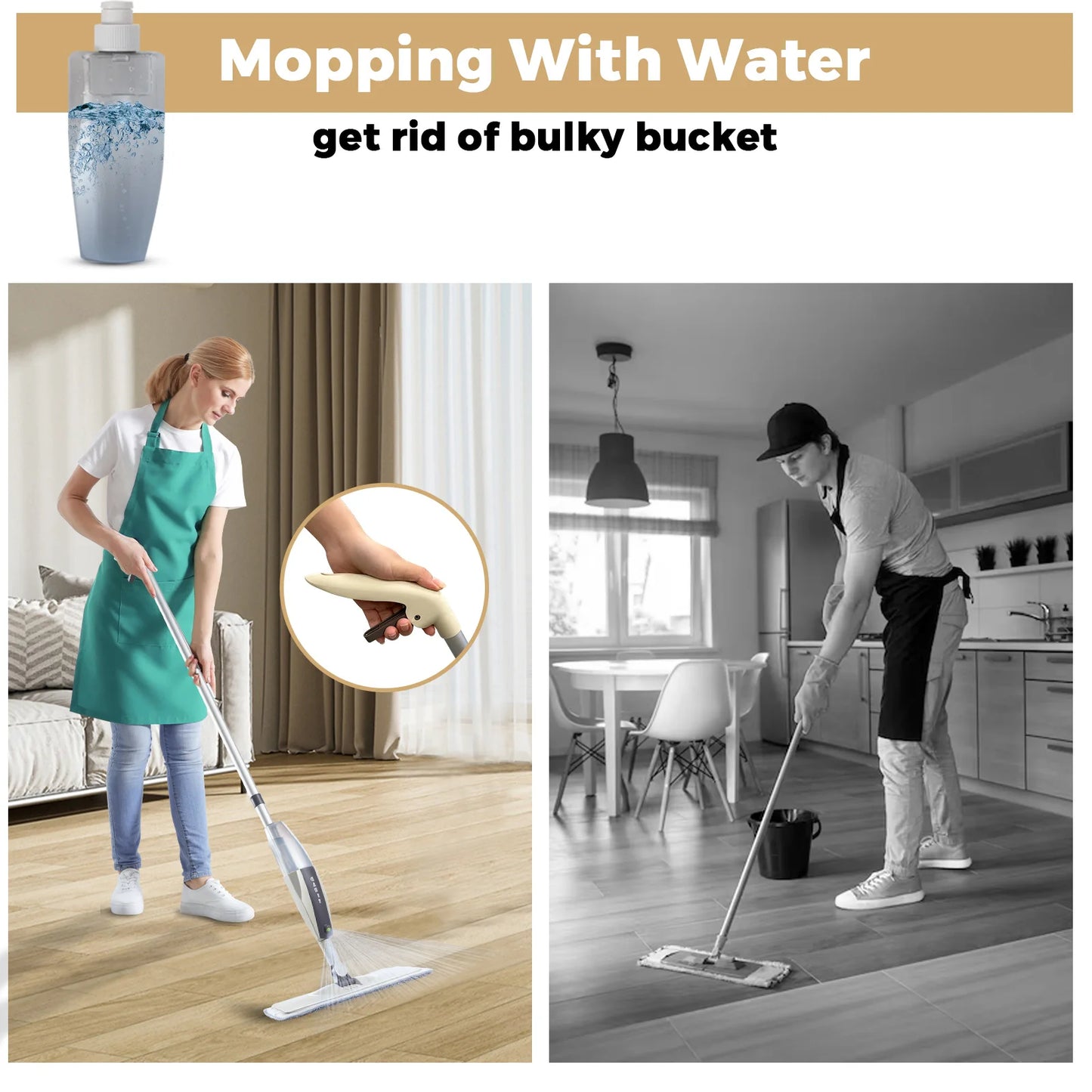 Spray Mop — Microfiber Floor Cleaner with Refillable Bottle