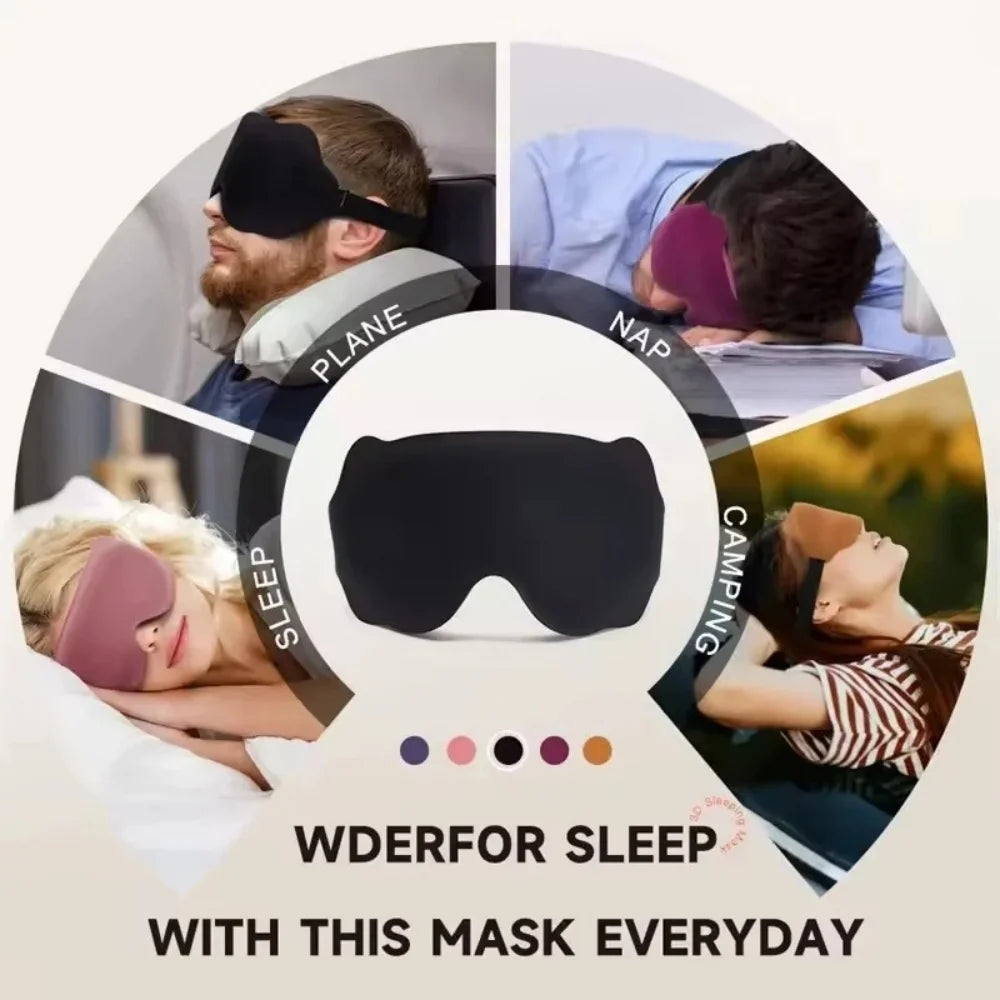 3D Sleep Eye Mask — Contoured Blackout Mask for Deep Sleep & Travel